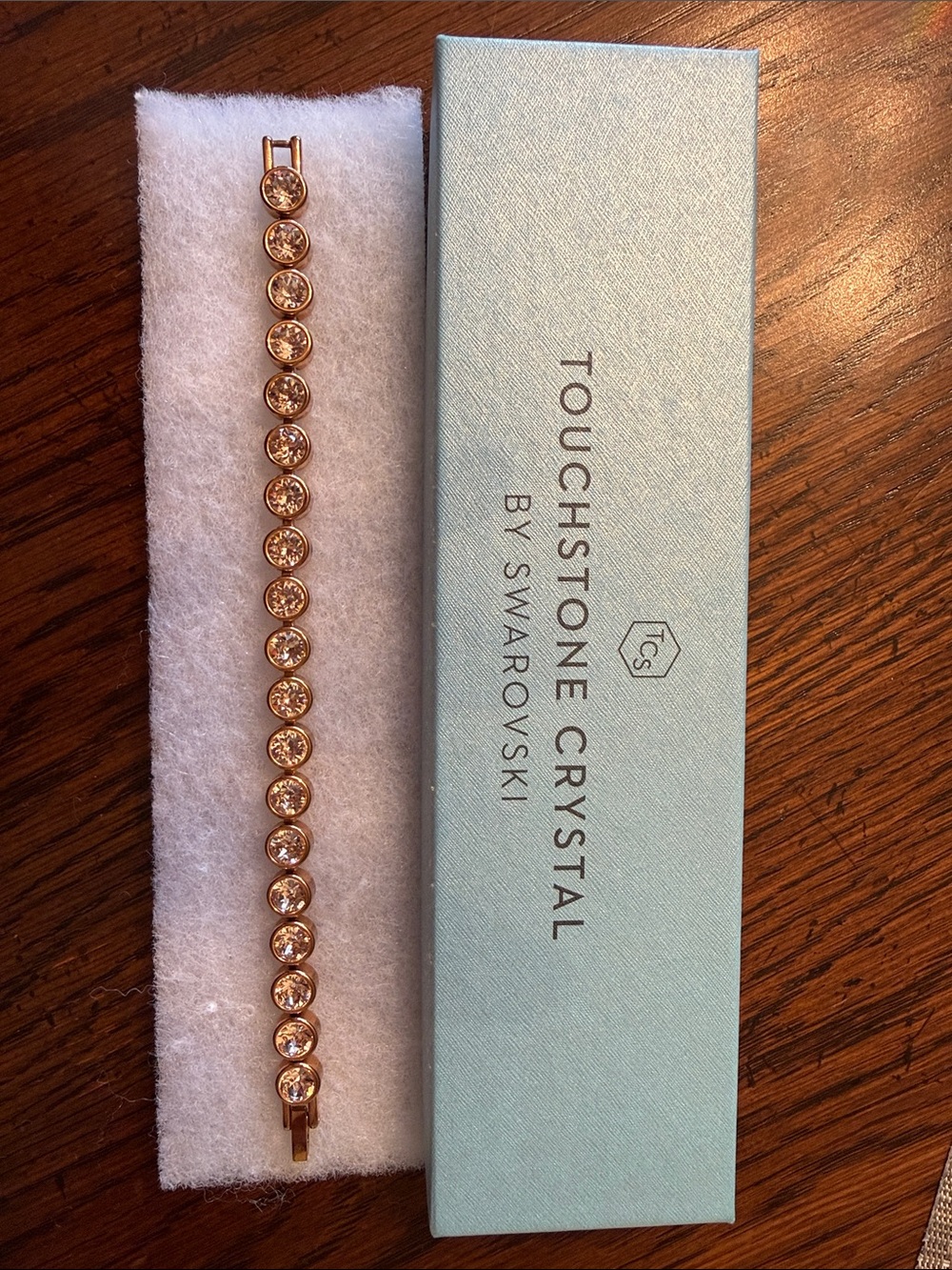 Touchstone Crystal Rose Gold-Tone Crystal Link Bracelet